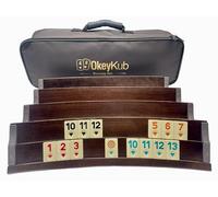 Generisch OkeyKub Premium - Juego de madera ovalada Rummy hecha a mano de auténtica madera curvada, juego Okey en una bolsa de transporte resistente