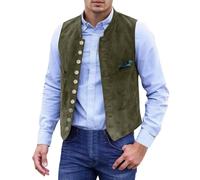 Generisch Oktoberfest - Chaleco para hombre con botones, bolsillo en el pecho, chaleco de ante monocolor, elegante, para el tiempo libre, moderno, vintage, chaleco para traje regional, ligero