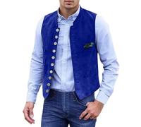 Generisch Oktoberfest - Chaleco para hombre con botones, bolsillo en el pecho, chaleco de ante monocolor, elegante, para el tiempo libre, moderno, vintage, chaleco para traje regional, ligero