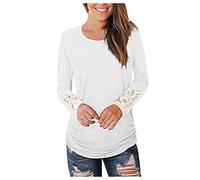 Generisch Ollas para mujer, manga larga, básica, camisa de luto para mujer, Blanco, S