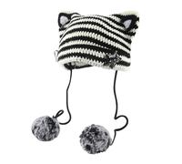 Generisch Orejas de Gato Gyaru Acubi Gorros de Crochet Lindos Pompones Estéticos Estrellados Ropa Cutecore, a, M