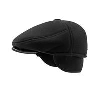 Generisch Orejas de otoño e invierno para hombre, gorra de lengua cálida gorra británica retro boina hacia adelante, Negro , M