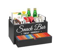 Generisch Organizador de estación de café, soporte de madera para mostrador, soporte de almacenamiento de cocina con cajón, de pod y de azúcar | Farmhouse Apartment Café Home Office Uso