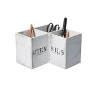 Generisch Organizador de utensilios de cocina de madera con 3 compartimentos para encimeras de cocina, soporte para cubiertos, estante esquinero de estilo rústico