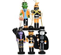 Generisch Ornamento Halloween Legno - 13 cm Set 5 Pezzi Mini Decorazione | Pupazzi Scheletro Decorativi Albero Festa Casa Ufficio Aula Finestra Casa Infestata Stagionale