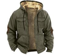 Generisch Otoño Invierno 2025 Nuevos Hombres con Capucha Forro Polar Manga Larga Bolsillo Plus Tamaño Sudadera Chaqueta Ropa Acolchada, Verde militar., XXL