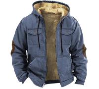 Generisch Otoño Invierno 2025 Nuevos Hombres con Capucha Forro Polar Manga Larga Bolsillo Plus Tamaño Sudadera Chaqueta Ropa Acolchada, azul, 3XL