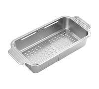 Generisch Over The Sink Dish Drainer, Adjustable Drying Rack for Kitchen Sink, Multi-Use Colander Basket with Stopper for Washing Fruits, Vegetables, Plathes on Counter, Home or Bathroom Use