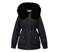 Generisch Overcomes Chaqueta de forro polar de invierno para mujer, ropa de trabajo de algodón y abrigos, Negro , XL