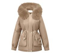 Generisch Overcomes Chaqueta de forro polar de invierno para mujer, ropa de trabajo de algodón y abrigos, caqui, XXL