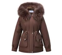 Generisch Overcomes Chaqueta de forro polar de invierno para mujer, ropa de trabajo de algodón y abrigos, café, XL