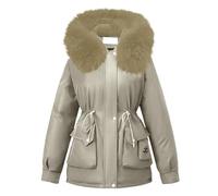 Generisch Overcomes Chaqueta de forro polar de invierno para mujer, ropa de trabajo de algodón y abrigos, verde, 3XL