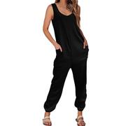 Generisch Overol de punto para mujer, ropa de trabajo, para días cálidos, cómodo, informal, fácil de poner, versátil, combinable, Negro , S