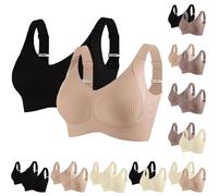 Generisch Pack de 2 sujetadores para mujer sin aros, push up, sin costuras, copas completas, suaves y cómodas, sujetadores fuertes para sentirse bien, sujetadores ajustables, gris, 3XL