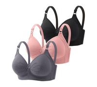 Generisch Pack de 3 sujetadores para mujer sin aros, push-up, pechos grandes, agarre fuerte, suave, cómodo, sujetador completo, sujetador de apoyo contra la reducción del pecho, sujetador clásico
