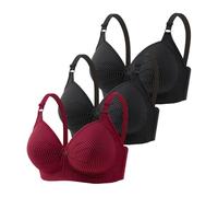 Generisch Pack de 3 sujetadores para mujer sin aros, push-up, pechos grandes, agarre fuerte, suave, cómodo, sujetador completo, sujetador de apoyo contra la reducción del pecho, sujetador clásico