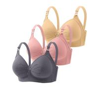 Generisch Pack de 3 sujetadores para mujer sin aros, push-up, pechos grandes, agarre fuerte, suave, cómodo, sujetador completo, sujetador de apoyo contra la reducción del pecho, sujetador clásico