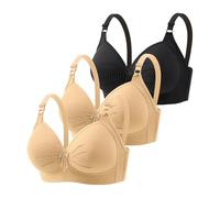 Generisch Pack de 3 sujetadores para mujer sin aros, push-up, pechos grandes, agarre fuerte, suave, cómodo, sujetador completo, sujetador de apoyo contra la reducción del pecho, sujetador clásico