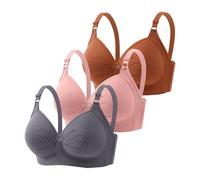 Generisch Pack de 3 sujetadores para mujer sin aros, push-up, pechos grandes, agarre fuerte, suave, cómodo, sujetador completo, sujetador de apoyo contra la reducción del pecho, sujetador clásico