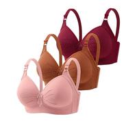 Generisch Pack de 3 sujetadores para mujer sin aros, push-up, pechos grandes, agarre fuerte, suave, cómodo, sujetador completo, sujetador de apoyo contra la reducción del pecho, sujetador clásico