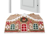 Generisch Paillasson Noël d'Épices, 80 × 50 cm, Hiver Tapis Porte Touffeté Antidérapant Absorbant | Motif Maison Gourmande Pour Porche, Salle de Bain, Intérieur