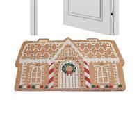 Generisch Paillasson Noël d'Épices, 80 × 50 cm, Hiver Tapis Porte Touffeté Antidérapant Absorbant | Motif Maison Gourmande Pour Porche, Salle de Bain, Intérieur