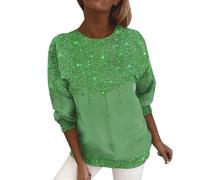 Generisch Pailletten-Festival-Top für Damen, lockere Passform, lässige Bluse für Rave-Partys, Clubbing Events - auffälliges Glitzer-T-Shirt (Green, XL)