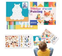 Generisch Paint by Sticker - Puzzle de animales en 3D, kit de arte de dibujos animados, juego de entrenamiento cerebral, actividad educativa de habilidades de motor fino, juguete de aprendizaje
