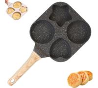 Generisch Pan antiadherente para freír huevos, 4 orificios, sartén antiadherente con forma de estrella y corazón, tortilla para panqueques, hamburguesas, bacon, gas, soporte de inducción (negro)