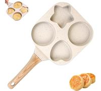 Generisch Pan antiadherente para freír huevos, 4 orificios, sartén antiadherente con forma de estrella y corazón, tortilla para panqueques, hamburguesas, bacon, gas, soporte de inducción (blanco)