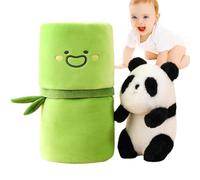 Generisch Panda de peluche con cubierta de bambú, panda con peluche de bambú, bonito muñeco de peluche de dibujos animados, exquisito y cómodo para niños, compañero de dormir para niñas