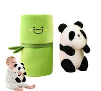 Generisch Panda de peluche con cubierta de bambú, Panda con peluche de bambú - Muñeco de peluche Anime Kid Toy | Exquisito peluche de animal panda abrazando almohada para niñas para dormir y