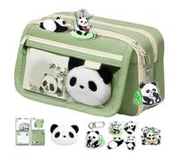 Generisch Panda Pencil Case - Cute Aesthetic Animal School Supplies | Plush Panda Stationery Pouch, High-Capacity Pen Bag with Zipper, Kawaii Desk Organizer | for Kids & Teens, verde, Ver descrip