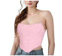 Generisch Panes de entrenamiento para niños y mujeres, corsé de color sólido, espiga, espiga, abrigo para mujer, vestido de hueso, cintura, junta, malla, cremallera, camiseta larga para mujer, Rosa