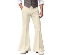 Generisch Pantalones acampanados clásicos para hombre, para fiestas, bodas, bailes, versátiles, beige, L