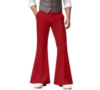 Generisch Pantalones acampanados clásicos para hombre, para fiestas, bodas, bailes, versátiles, rojo, 3XL