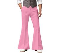 Generisch Pantalones acampanados clásicos para hombre, para fiestas, bodas, bailes, versátiles, Rosa., 3XL