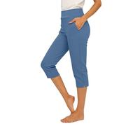 Generisch Pantalones capri de yoga informales con cintura elástica para uso diario, cómodos pantalones casuales para mujer para vacaciones, azul, L