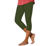 Generisch Pantalones capri informales de malla para mujer: ropa deportiva de moda con calidad elástica suave en la longitud del tobillo para una óptima en la vida cotidiana, Verde militar., L