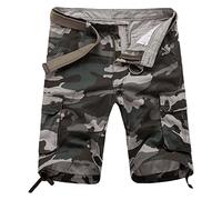 Generisch Pantalones cargo a cuadros para hombre con cremallera hebilla pantalones cortos al aire libre herramientas pantalones de playa pierna recta ropa suelta, azul, L