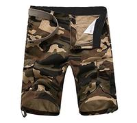 Generisch Pantalones cargo a cuadros para hombre con cremallera hebilla pantalones cortos al aire libre herramientas pantalones de playa pierna recta ropa suelta, camuflaje, 3XL