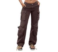 Generisch Pantalones cargo Baggy para mujer Y2K, pantalones de trabajo de cintura alta, elásticos, pantalones de senderismo, pantalones deportivos con tobillos elásticos, pantalones de exterior
