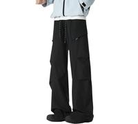 Generisch Pantalones cargo de invierno para hombre, talla grande, resistentes al viento, pantalones de tormenta, pierna ancha, pantalones de forro polar, pantalones de trekking con forro térmico