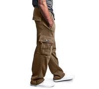 Generisch Pantalones cargo para hombre, elásticos, transpirables, pantalones de chándal de un solo color, para invierno, cálidos, largos, deportivos, con bolsillos, para el aire libre, ropa deportiva