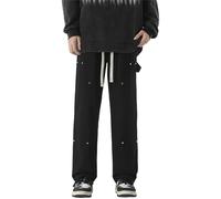 Generisch Pantalones cargo para hombre holgados: pantalones de trabajo con cordón, pantalones de exterior, pierna recta, pantalones de senderismo Y2K, pantalones de trekking resistentes a la abrasión