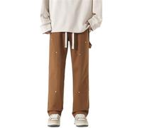 Generisch Pantalones cargo para hombre holgados: pantalones de trabajo con cordón, pantalones de exterior, pierna recta, pantalones de senderismo Y2K, pantalones de trekking resistentes a la abrasión