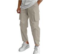 Generisch Pantalones cargo para hombre holgados: pantalones de trabajo con cordón para exteriores con muchos bolsillos, pantalones de senderismo resistentes a la abrasión, pantalones de trekking