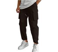 Generisch Pantalones cargo para hombre holgados: pantalones de trabajo con cordón para exteriores con muchos bolsillos, pantalones de senderismo resistentes a la abrasión, pantalones de trekking