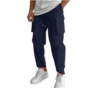 Generisch Pantalones cargo para hombre holgados: pantalones de trabajo con cordón para exteriores con muchos bolsillos, pantalones de senderismo resistentes a la abrasión, pantalones de trekking