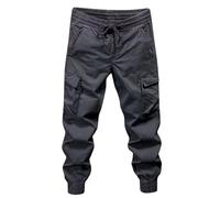 Generisch Pantalones cargo para hombre, holgados Y2K, pantalones de entrenamiento, pantalones cargo elásticos, pantalones deportivos con múltiples bolsillos, pantalones de trabajo, chino, pierna recta